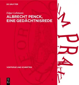 Lehmann |  Albrecht Penck, eine Gedächtnisrede | eBook | Sack Fachmedien