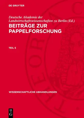  Beiträge zur Pappelforschung. Teil 5 | eBook | Sack Fachmedien