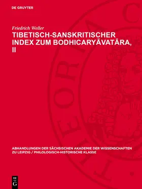 Weller |  Tibetisch-sanskritischer Index zum Bodhicaryavatara, II | eBook | Sack Fachmedien
