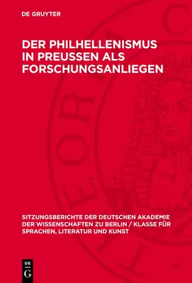 Gruyter |  Der Philhellenismus in Preussen als Forschungsanliegen | eBook | Sack Fachmedien