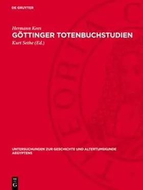 Kees / Sethe |  Göttinger Totenbuchstudien | Buch |  Sack Fachmedien