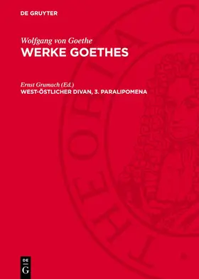 Grumach |  West-Östlicher Divan, 3. Paralipomena | eBook | Sack Fachmedien