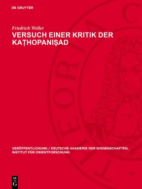 Weller |  Versuch einer Kritik der Ka¿hopani¿ad | Buch |  Sack Fachmedien