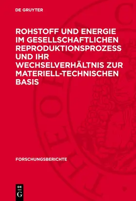 Gruyter |  Rohstoff und Energie im gesellschaftlichen Reproduktionsprozeß und ihr Wechselverhältnis zur materiell-technischen Basis | eBook | Sack Fachmedien
