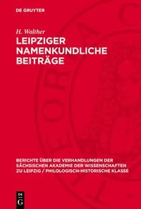 Walther / Fischer / Eichler |  Leipziger namenkundliche Beiträge | Buch |  Sack Fachmedien
