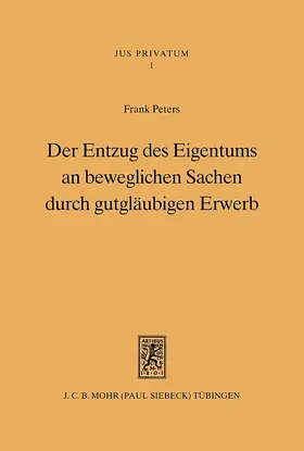 Peters |  Der Entzug des Eigentums an beweglichen Sachen durch gutgläubigen Erwerb | Buch |  Sack Fachmedien