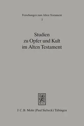 Schenker |  Studien zu Opfer und Kult im Alten Testament | Buch |  Sack Fachmedien