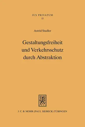 Stadler |  Gestaltungsfreiheit und Verkehrsschutz durch Abstraktion | Buch |  Sack Fachmedien