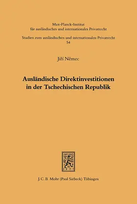 Nemec |  Ausländische Direktinvestitionen in der Tschechischen Republik | Buch |  Sack Fachmedien