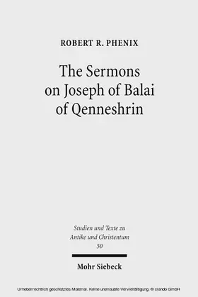 Phenix |  The Sermons on Joseph of Balai of Qenneshrin | eBook | Sack Fachmedien