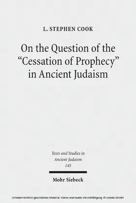 Cook |  On the Question of the "Cessation of Prophecy" in Ancient Judaism | eBook | Sack Fachmedien