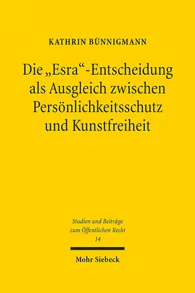 Bünnigmann |  Die "Esra"-Entscheidung als Ausgleich zwischen Persönlichkeitsschutz und Kunstfreiheit | Buch |  Sack Fachmedien