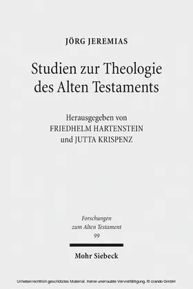 Jeremias / Hartenstein / Krispenz |  Studien zur Theologie des Alten Testaments | eBook | Sack Fachmedien