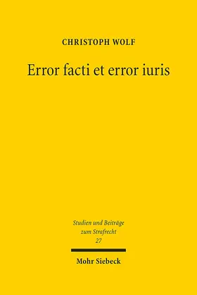 Wolf |  Error facti et error iuris | eBook | Sack Fachmedien