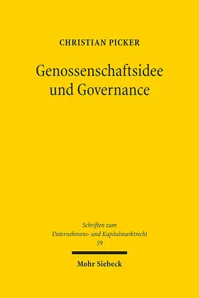 Picker |  Genossenschaftsidee und Governance | Buch |  Sack Fachmedien