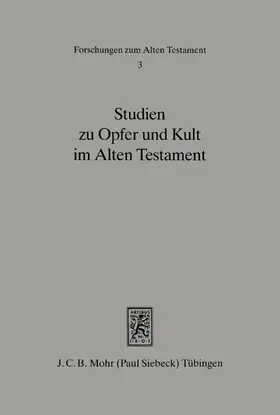 Schenker |  Studien zu Opfer und Kult im Alten Testament | eBook | Sack Fachmedien