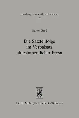 Gross |  Die Satzteilfolge im Verbalsatz alttestamentlicher Prosa | eBook | Sack Fachmedien