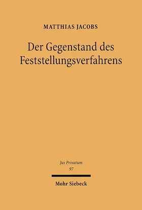 Jacobs |  Der Gegenstand des Feststellungsverfahrens | eBook | Sack Fachmedien