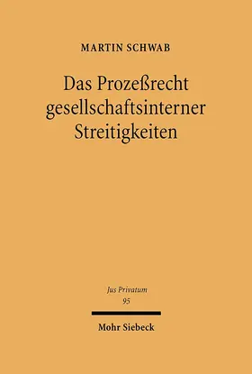 Schwab |  Das Prozeßrecht gesellschaftsinterner Streitigkeiten | eBook | Sack Fachmedien