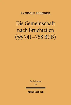 Schnorr |  Die Gemeinschaft nach Bruchteilen (§§ 741-758 BGB) | eBook | Sack Fachmedien