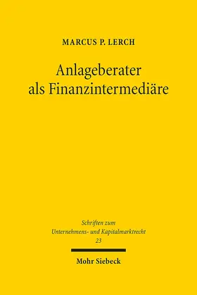 Lerch |  Anlageberater als Finanzintermediäre | eBook | Sack Fachmedien