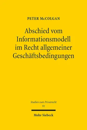 McColgan |  Abschied vom Informationsmodell im Recht allgemeiner Geschäftsbedingungen | Buch |  Sack Fachmedien