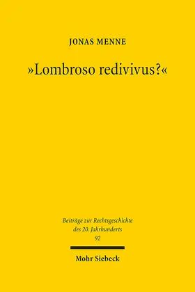 Menne |  "Lombroso redivivus?" | eBook | Sack Fachmedien