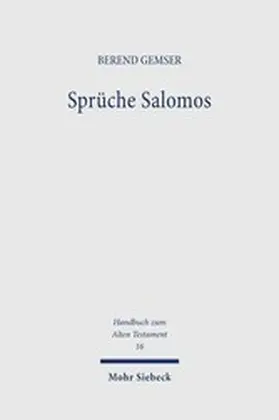 Gemser |  Sprüche Salomos | eBook | Sack Fachmedien
