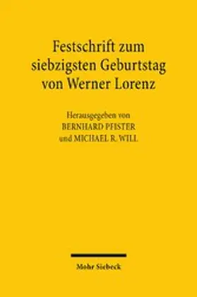 Pfister / Will |  Festschrift zum siebzigsten Geburtstag von Werner Lorenz | eBook | Sack Fachmedien