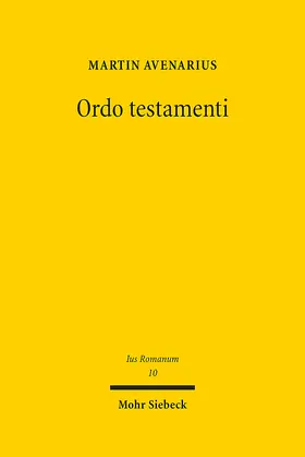 Avenarius |  Ordo testamenti | Buch |  Sack Fachmedien