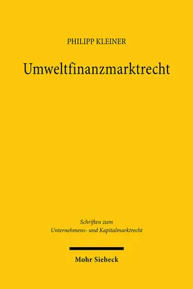 Kleiner | Umweltfinanzmarktrecht | E-Book | www2.sack.de