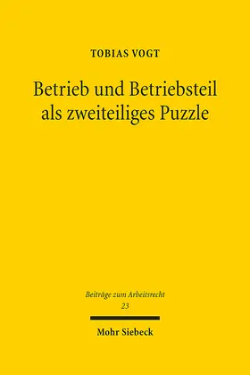 Vogt |  Betrieb und Betriebsteil als zweiteiliges Puzzle | Buch |  Sack Fachmedien