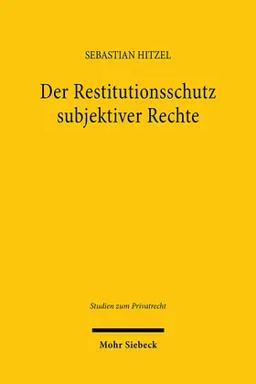 Hitzel |  Der Restitutionsschutz subjektiver Rechte | Buch |  Sack Fachmedien