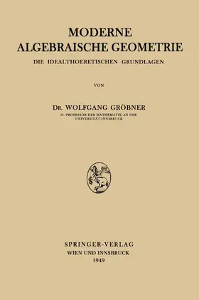 Gröbner |  Moderne Algebraische Geometrie | Buch |  Sack Fachmedien