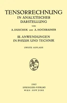 Hochrainer / Duschek |  Grundzüge der Tensorrechnung in Analytischer Darstellung | Buch |  Sack Fachmedien