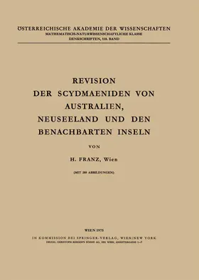 Franz |  Revision der Scydmaeniden von Australien, Neuseeland und den Benachbarten Inseln | Buch |  Sack Fachmedien