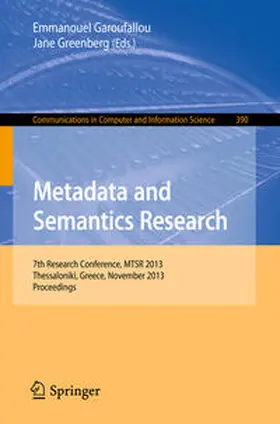 Garoufallou / Greenberg |  Metadata and Semantics Research | eBook | Sack Fachmedien