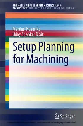 Hazarika / Dixit | Setup Planning for Machining | E-Book | sack.de