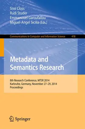 Closs / Sicilia / Studer |  Metadata and Semantics Research | Buch |  Sack Fachmedien