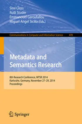 Closs / Studer / Garoufallou |  Metadata and Semantics Research | eBook | Sack Fachmedien
