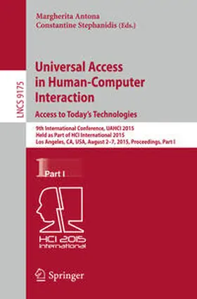 Antona / Stephanidis | Universal Access in Human-Computer Interaction. Access to Today's Technologies | E-Book | sack.de