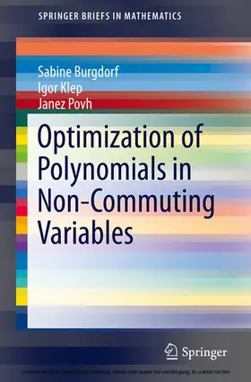 Burgdorf / Klep / Povh |  Optimization of Polynomials in Non-Commuting Variables | eBook | Sack Fachmedien