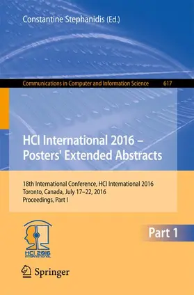 Stephanidis |  HCI International 2016 - Posters' Extended Abstracts | Buch |  Sack Fachmedien