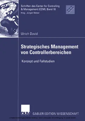 David |  Strategisches Management von Controllerbereichen | eBook | Sack Fachmedien