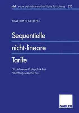 Büschken |  Sequentielle nicht-lineare Tarife | eBook | Sack Fachmedien