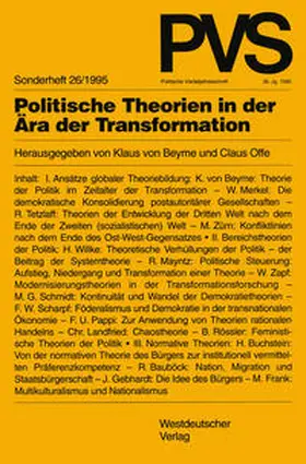 Beyme / Offe |  Politische Theorien in der Ära der Transformation | eBook | Sack Fachmedien