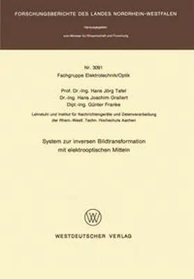 Tafel |  System zur inversen Bildtransformation mit elektrooptischen Mitteln | eBook | Sack Fachmedien