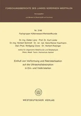 Lenz |  Einfluß von Verformung und Rekristallisation auf die Ultraschallabsorption in Ein- und Vielkristallen | eBook | Sack Fachmedien