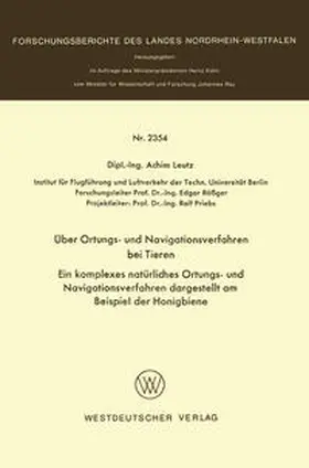 Leutz |  Über Ortungs- und Navigationsverfahren bei Tieren | eBook | Sack Fachmedien