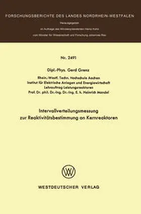 Grenz | Intervallverteilungsmessung zur Reaktivitätsbestimmung an Kernreaktoren | E-Book | sack.de